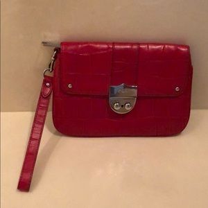 Lauren Ralph Lauren red crocodile NWT wristlet